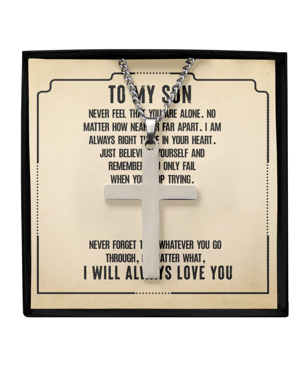 To My Son, Silver Cross Necklace Gift For Son, Believe In Yourself Son, I Love You Son, 18th Birthday Gift Son, Mom To Son Gift Ideas, Father Son Message Card Gift