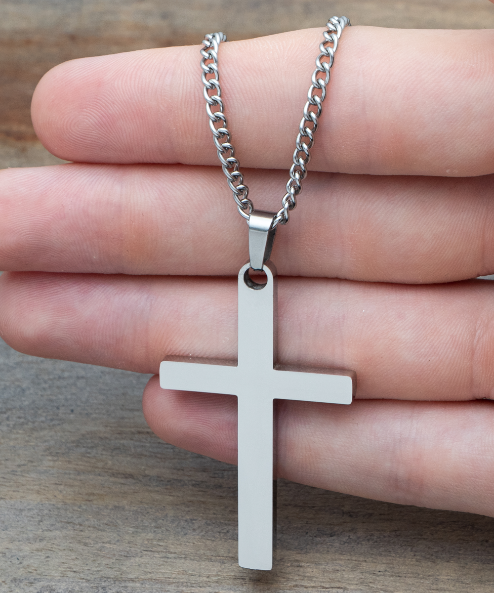 I'm Sorry Silver Cross Necklace For Dad, Gift Dad I'm Sorry From Son, Love Gift I'm Sorry Dad, Dad Sorry Message From Son