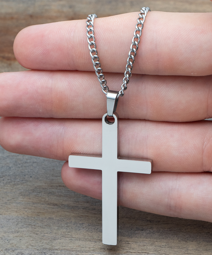 Christian Gifts For Men, Silver Cross Necklace For Him, Faith Gifts, Gift For Her, Encouragement Jewelry Message Card, Bible Verse Gift