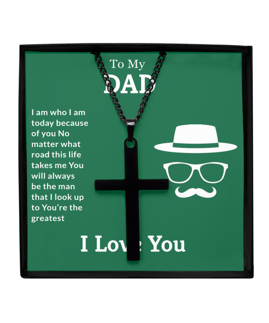 Black Cross Necklace To My Greatest Dad, I Love You Dad, Fathers Day Gift From Daughter, Dad Birthday Gift, Gift For Dad From Son,