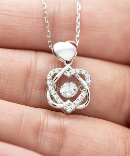 New Big Sister Gift, From Little Sister, Jewelry For Big Sister, You're My Bright And Shining Star - .925 Sterling Silver Heart Knot Silver Necklace With Message Card