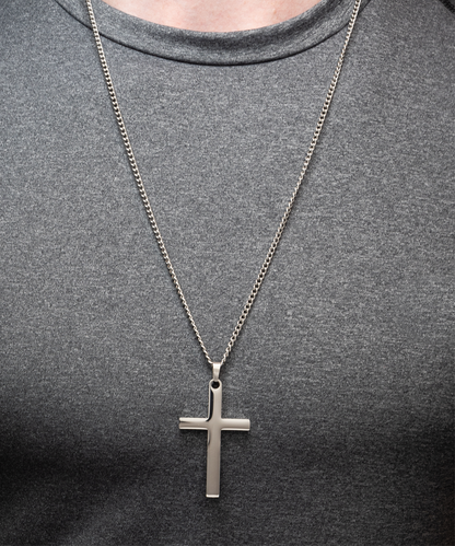 Grandson Silver Cross Necklace From Grandpa, I Love You My Grandson, Grandson Gift, Grandpa Gift For Grandson, My Dear Grandson