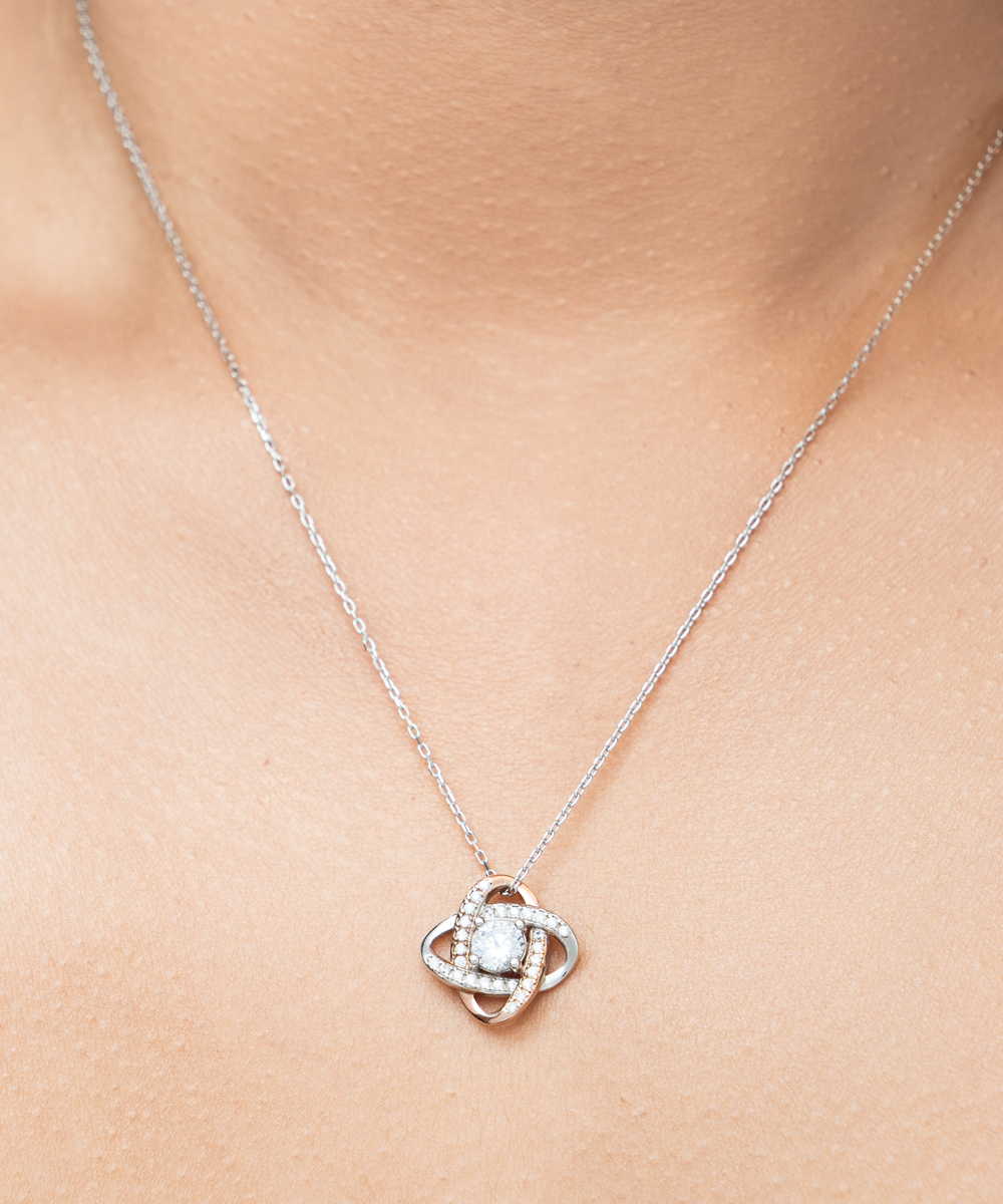 Forever Grateful To You Mom, Love Knot Rose Gold Necklace For Mom, I Love You Mom, Birthday Gifts To My Mom, Thank You Gifts Mom