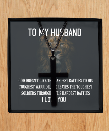 To My Husband, Black Cross Necklace To Husband, Father's Day Gift To Husband, Christmas Gift For Husband, Faith Gift To Husband