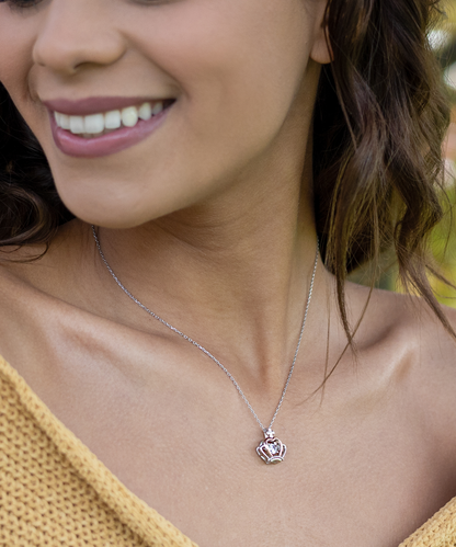 Gift For Mother In Law, From Daughter In Law, Grateful To Be Part Of The Family - .925 Sterling Silver Crown Pendant Necklace With Thank You Message Card