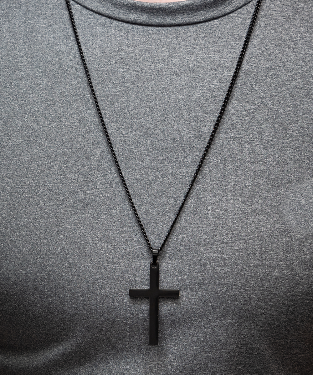 I'm Sorry Black Cross Necklace For Dad, Gift Dad I'm Sorry From Son, Love Gift I'm Sorry Dad, Dad Sorry Message From Son