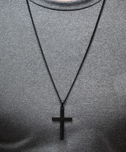 I'm Sorry Black Cross Necklace For Dad, Gift Dad I'm Sorry From Son, Love Gift I'm Sorry Dad, Dad Sorry Message From Son