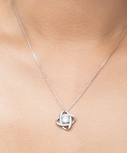 Happy Mother's Day Mom, Love Knot Silver Necklace For Mom, Appreciation Gift To Mom From Daughter, Mom Jewelry Gift, I Love You Mom