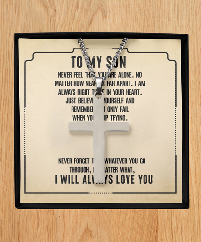 To My Son, Silver Cross Necklace Gift For Son, Believe In Yourself Son, I Love You Son, 18th Birthday Gift Son, Mom To Son Gift Ideas, Father Son Message Card Gift