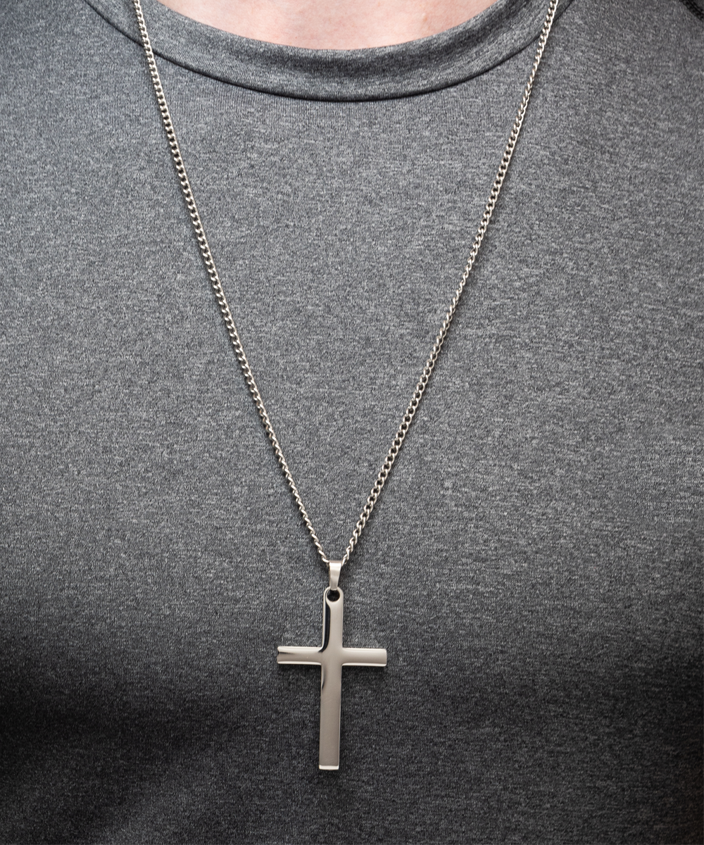 I'm Sorry Silver Cross Necklace For Dad, Gift Dad I'm Sorry From Son, Love Gift I'm Sorry Dad, Dad Sorry Message From Son