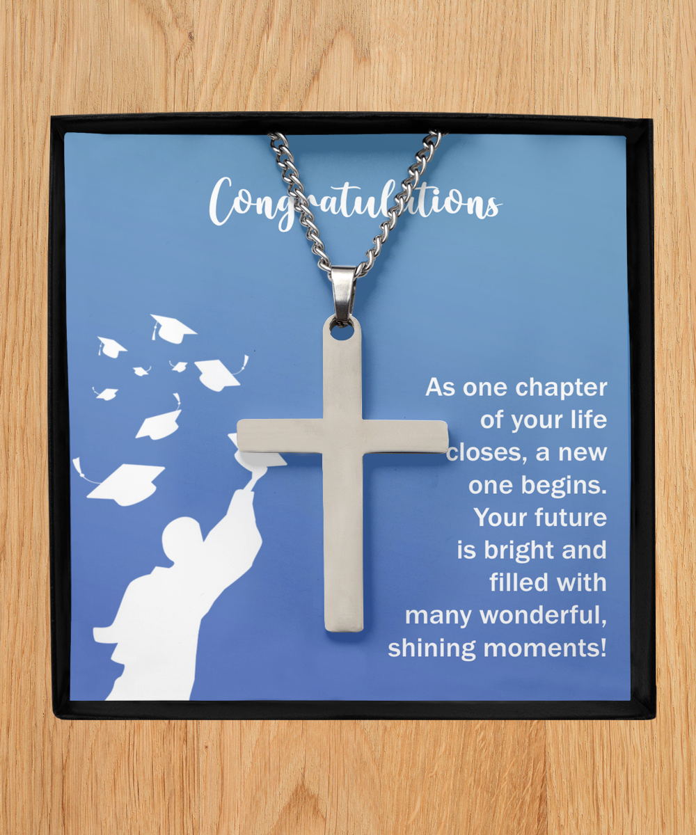 Graduation Gifts From Parents, Silver Cross Necklace For College Graduation, Congratulations Gift For Brother, Jewelry For Graduates, Religious Gift From Mom Dad