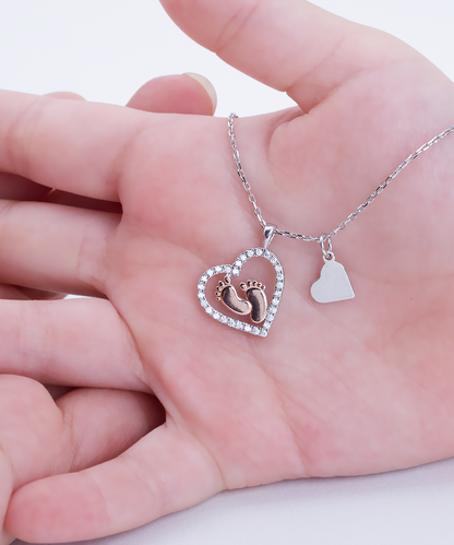 Big Sister Gift From New Baby, New Big Sister, I Want To Be Like You - .925 Sterling Silver Baby Feet Necklace With Message Card