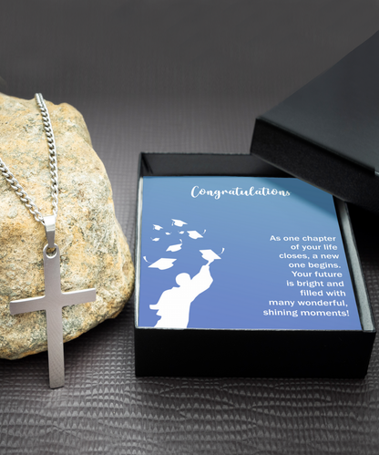 Graduation Gifts From Parents, Silver Cross Necklace For College Graduation, Congratulations Gift For Brother, Jewelry For Graduates, Religious Gift From Mom Dad