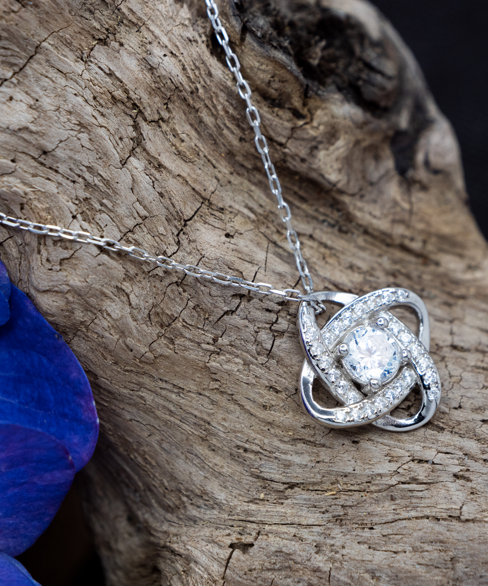 Gift For Mother In Law, From Daughter In Law, Grateful To Be Part Of The Family - .925 Sterling Silver Love Knot Silver Necklace With Thank You Message Card