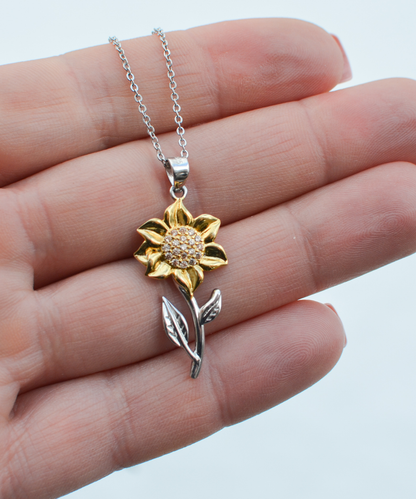 To My Beautiful Mom, Sunflower Pendant Necklace For Mom, Thank You Gifts From Daughter To Mom, Mom Jewelry, Mother's Day Gift To Mom