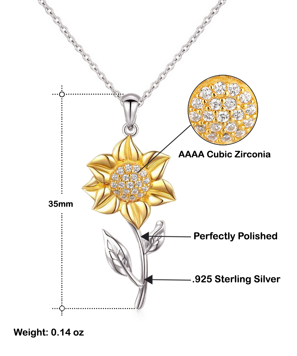 Promise Necklace, Gift For Wife, Anniversary Gift For Her, Love I Want To Last Forever - .925 Sterling Silver Sunflower Pendant Necklace With Sweet Message Card